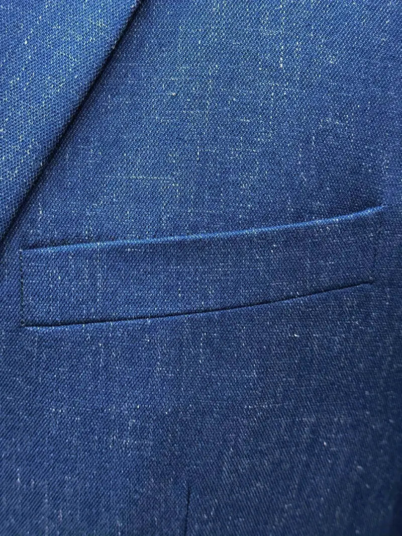 Men's Suit Linen Blend Notch Lapel Slim Fit Two Piece