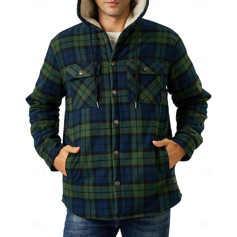 Bastian | Men's Hooded Checked Shirt Jacket