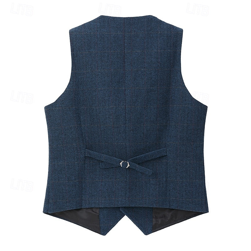 Basil | Men's Tailored Herringbone Button Waistcoat