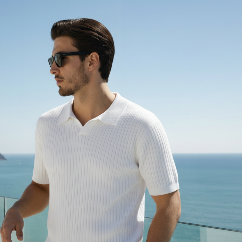 Alaric / Men’s Ribbed Knit Polo Shirt