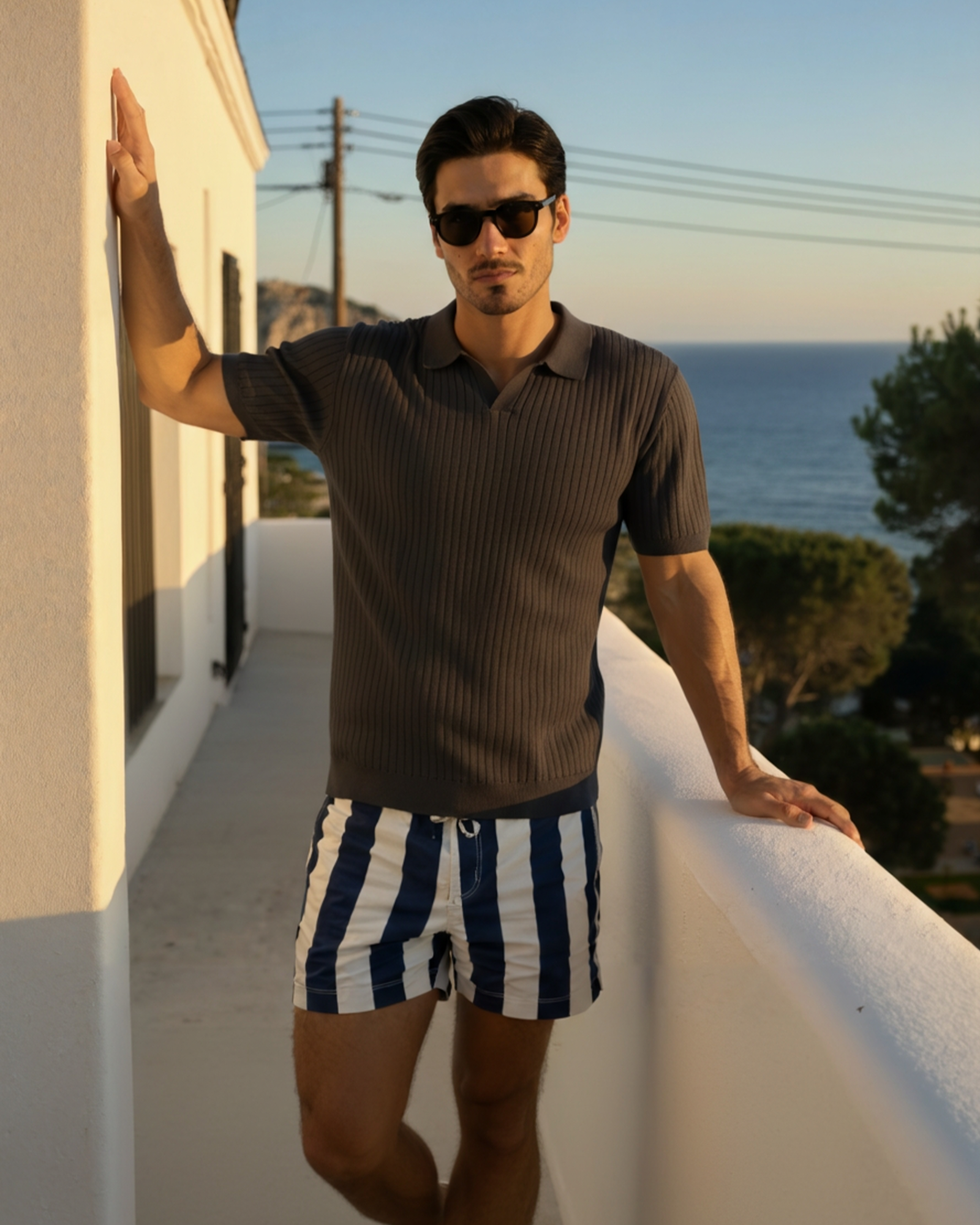 Alaric / Men’s Ribbed Knit Polo Shirt