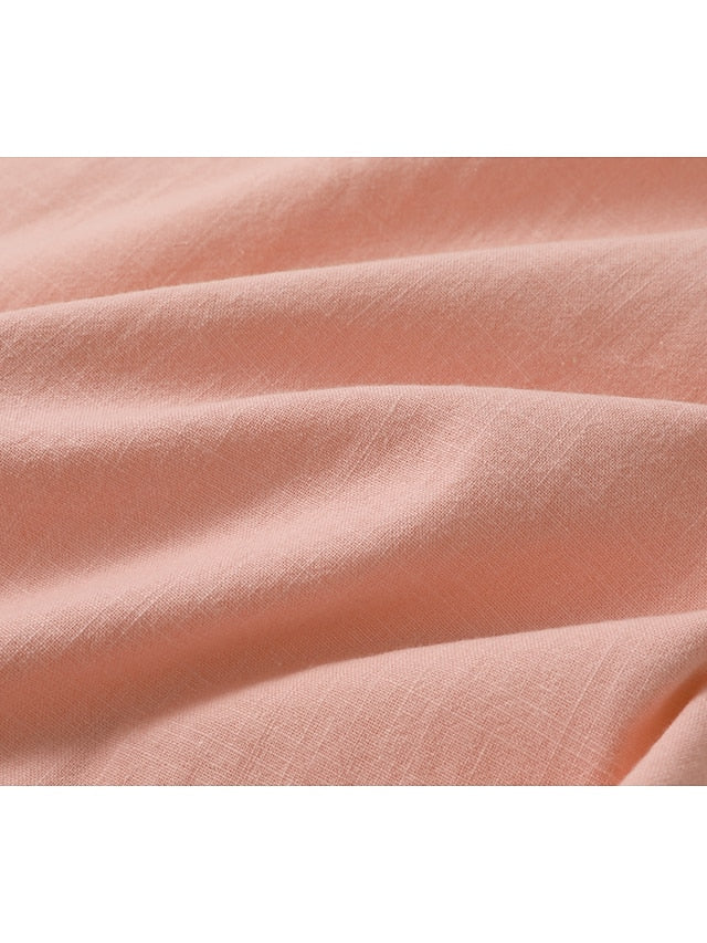 Silas / Men’s Cotton-Linen Henley Short Sleeve Shirt