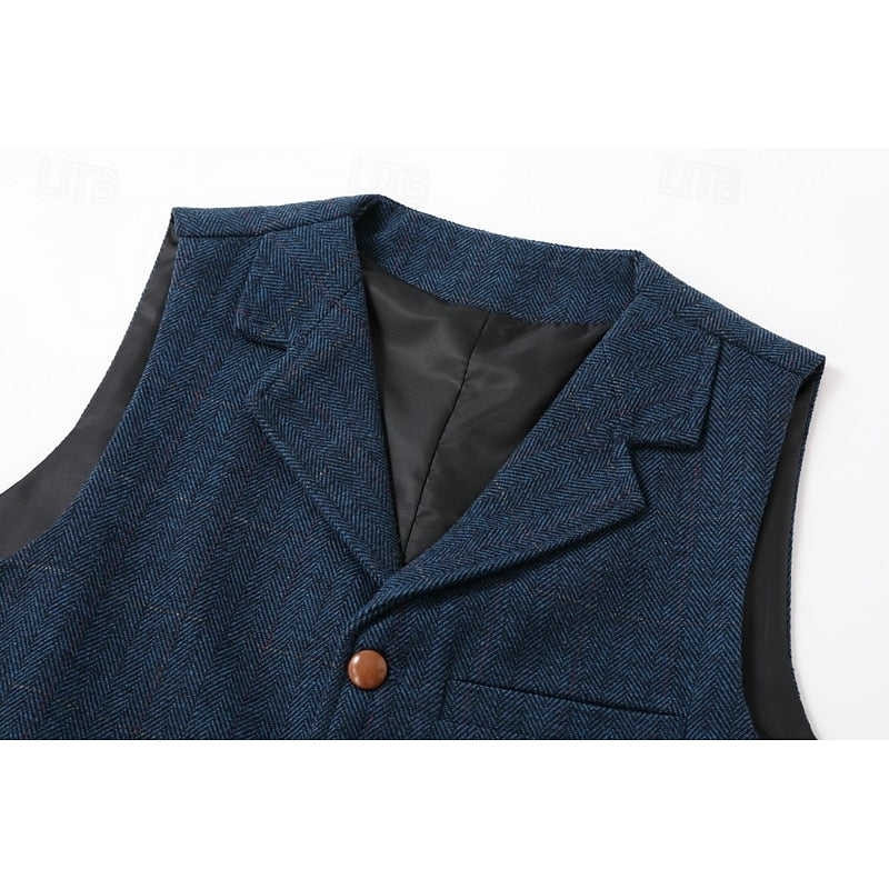 Basil | Men's Tailored Herringbone Button Waistcoat