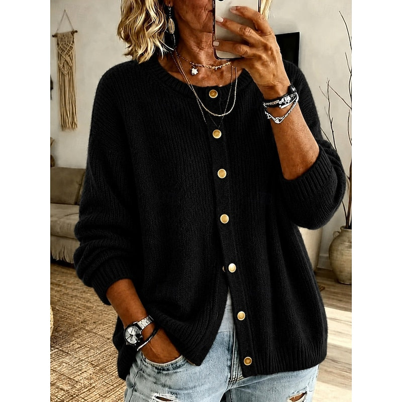 Claudette | Women's Button-Front Crew-Neck Cardigan