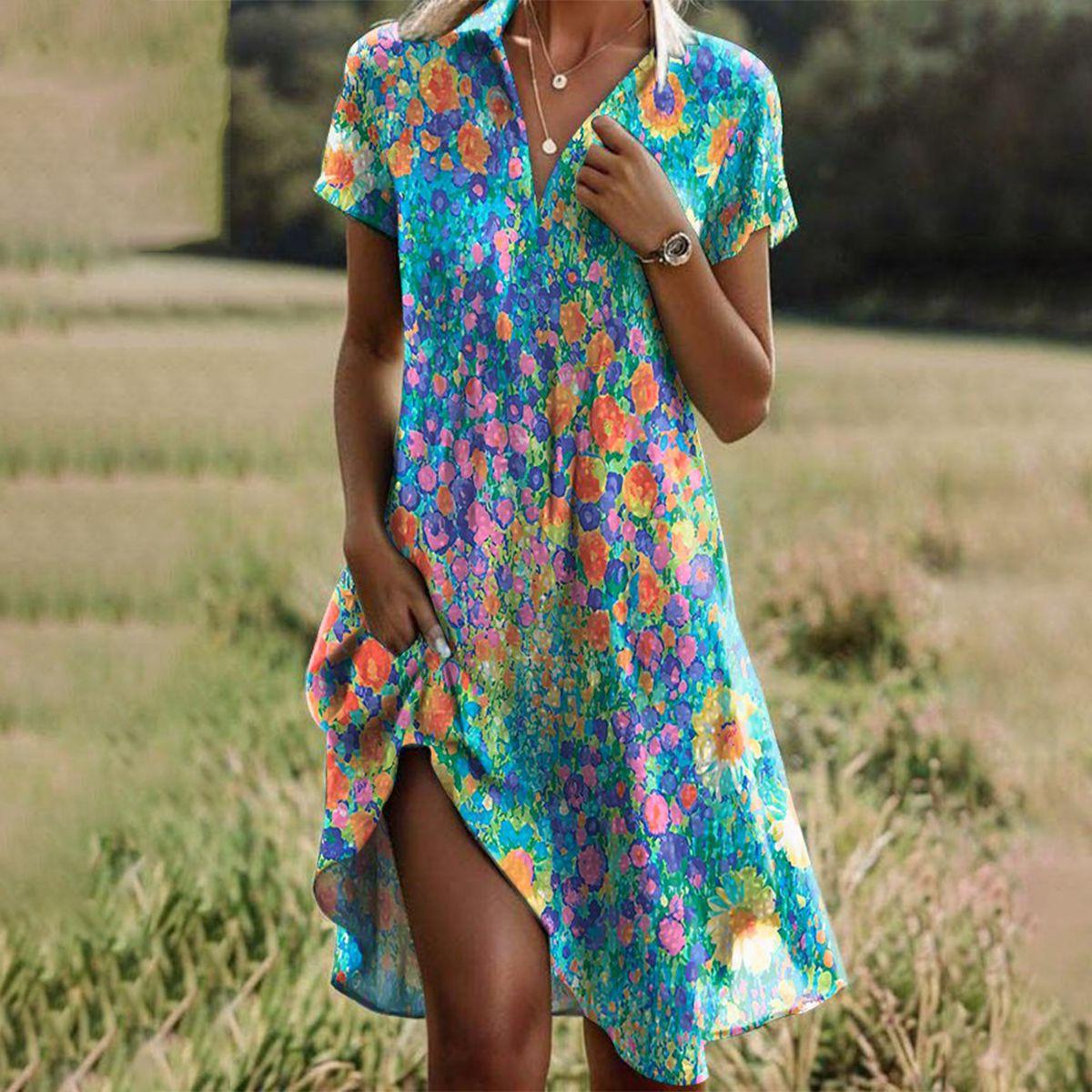Boho Chic Summer Dress Women Stretch Fabric Lightweight Breathable