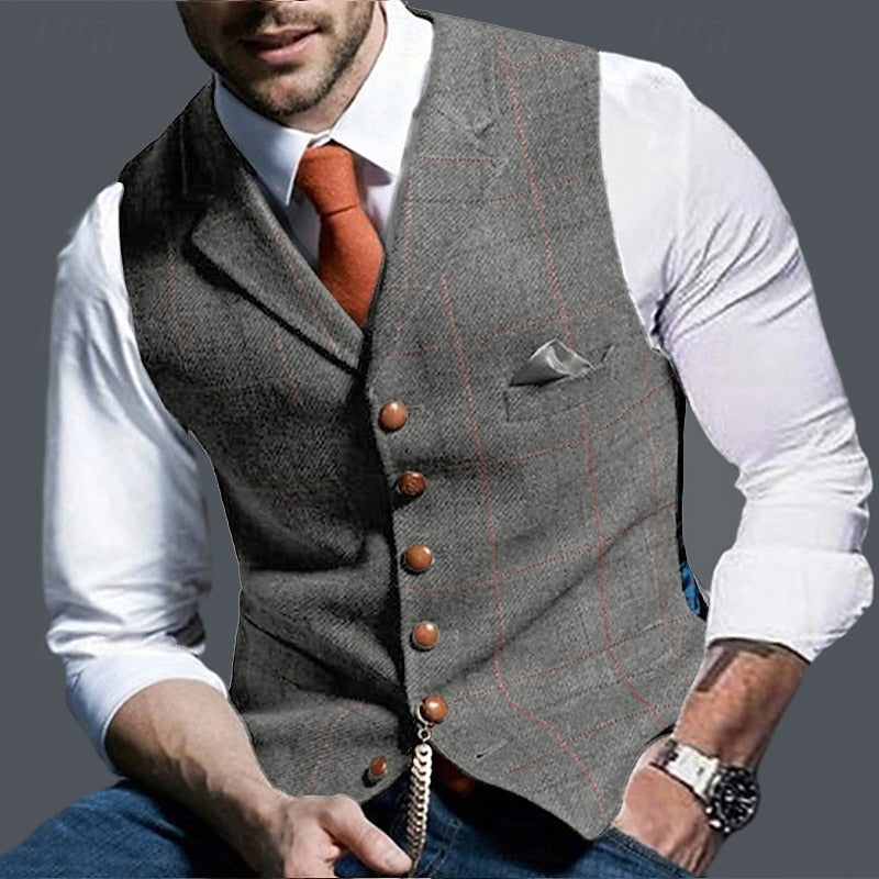 Basil | Men's Tailored Herringbone Button Waistcoat