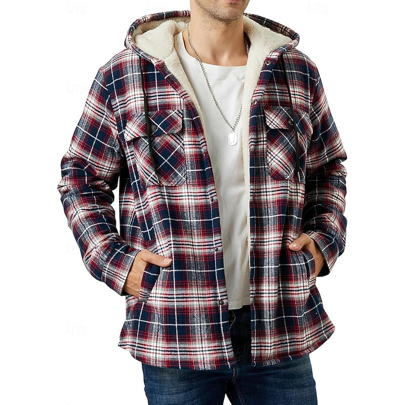 Bastian | Men's Hooded Checked Shirt Jacket