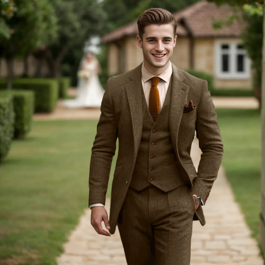 Montgomery | Men's Tweed-Style Three-Piece Wedding Suit – original product photograph 1