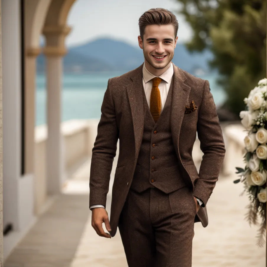 Montgomery | Men's Tweed-Style Three-Piece Wedding Suit - product photo 28