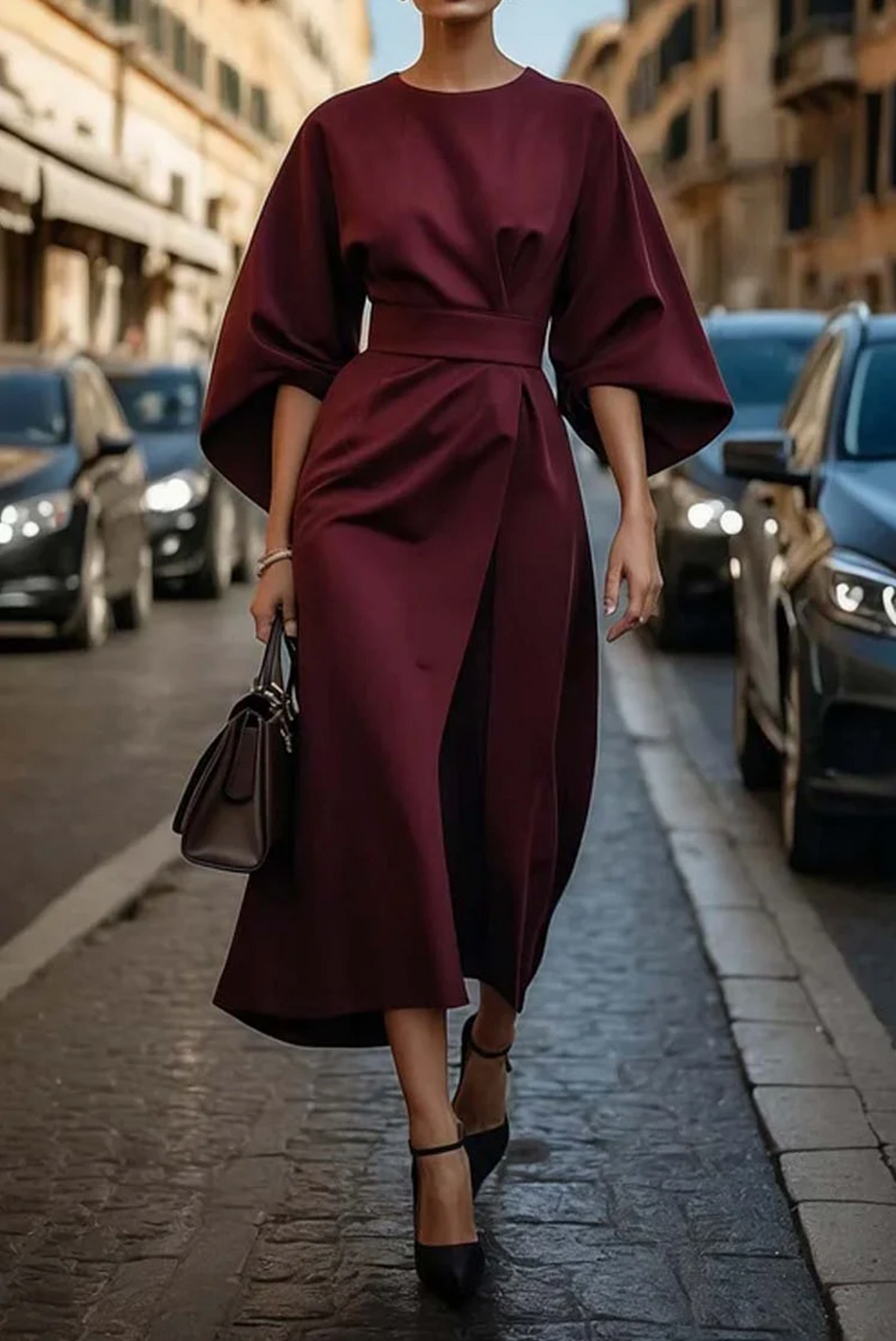 Rosamund | Women's Elegant Lantern-Sleeve Dress