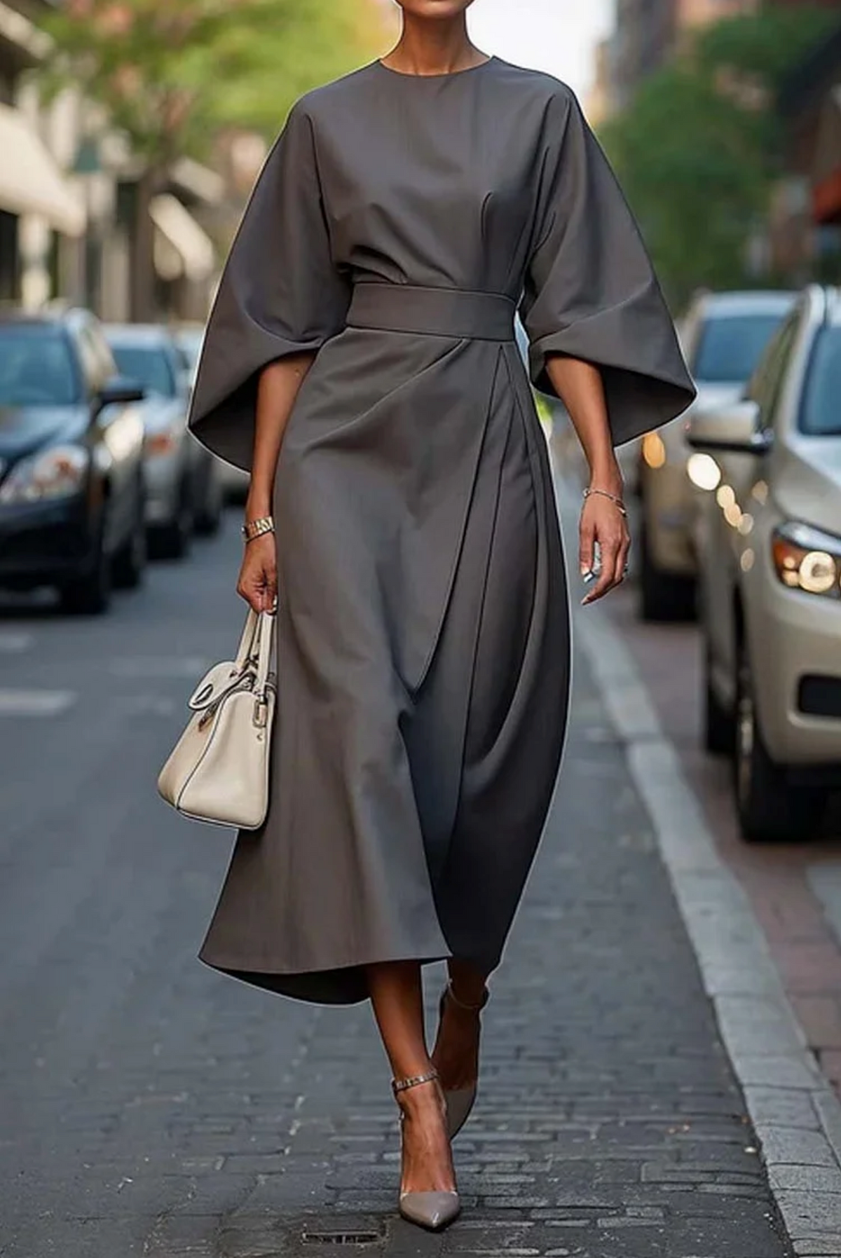 Rosamund | Women's Elegant Lantern-Sleeve Dress