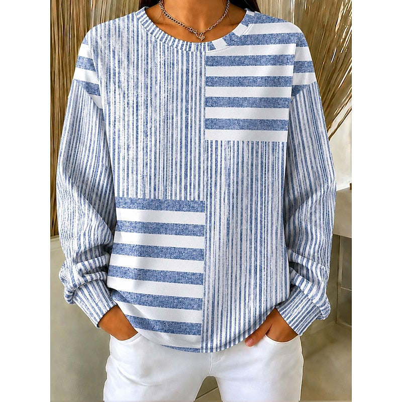 Daisy | Women's Striped Patchwork Long-Sleeve Top