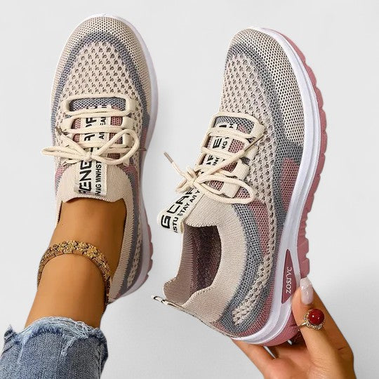 Women's Mesh Sneakers Lace Up Cushioned Sole Breathable Walking