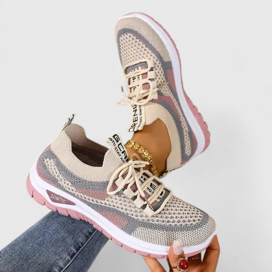Women's Mesh Sneakers Lace Up Cushioned Sole Breathable Walking