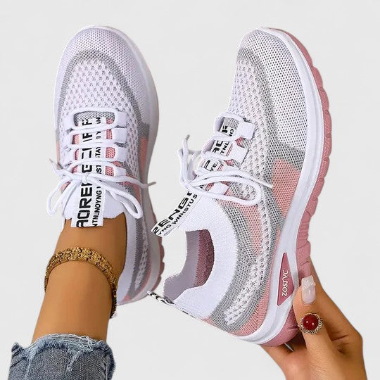 Women's Mesh Sneakers Lace Up Cushioned Sole Breathable Walking