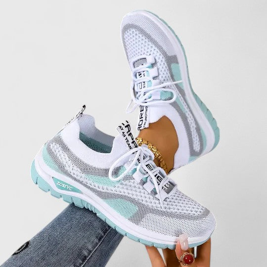 Women's Mesh Sneakers Lace Up Cushioned Sole Breathable Walking