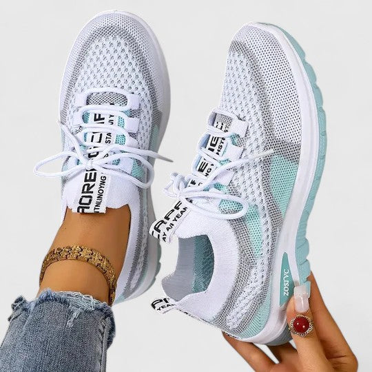 Women's Mesh Sneakers Lace Up Cushioned Sole Breathable Walking