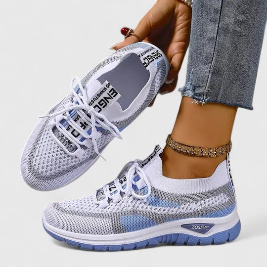 Women's Mesh Sneakers Lace Up Cushioned Sole Breathable Walking