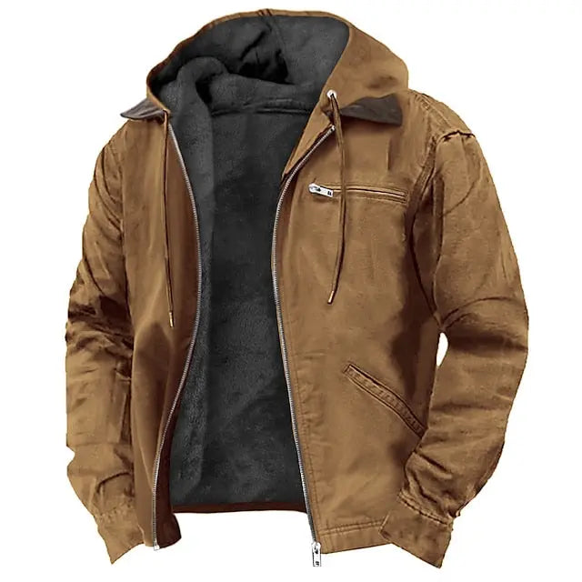Quentin | Men's Hooded Lined Winter Jacket with Zip Pockets source image 1