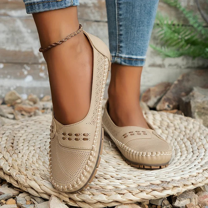 Women's Shoe Suede Slip On Flat Cushioned Footbed