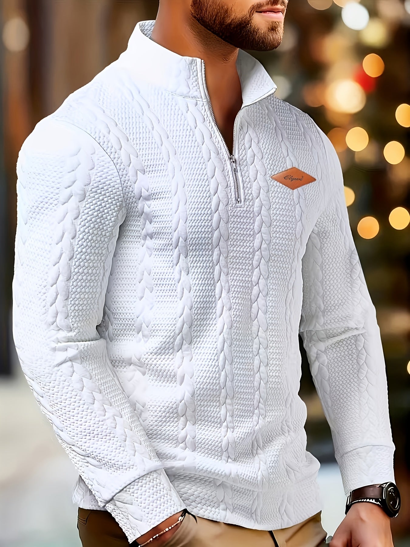 Men's Zip Knit Sweater Crew Neck Regular Fit