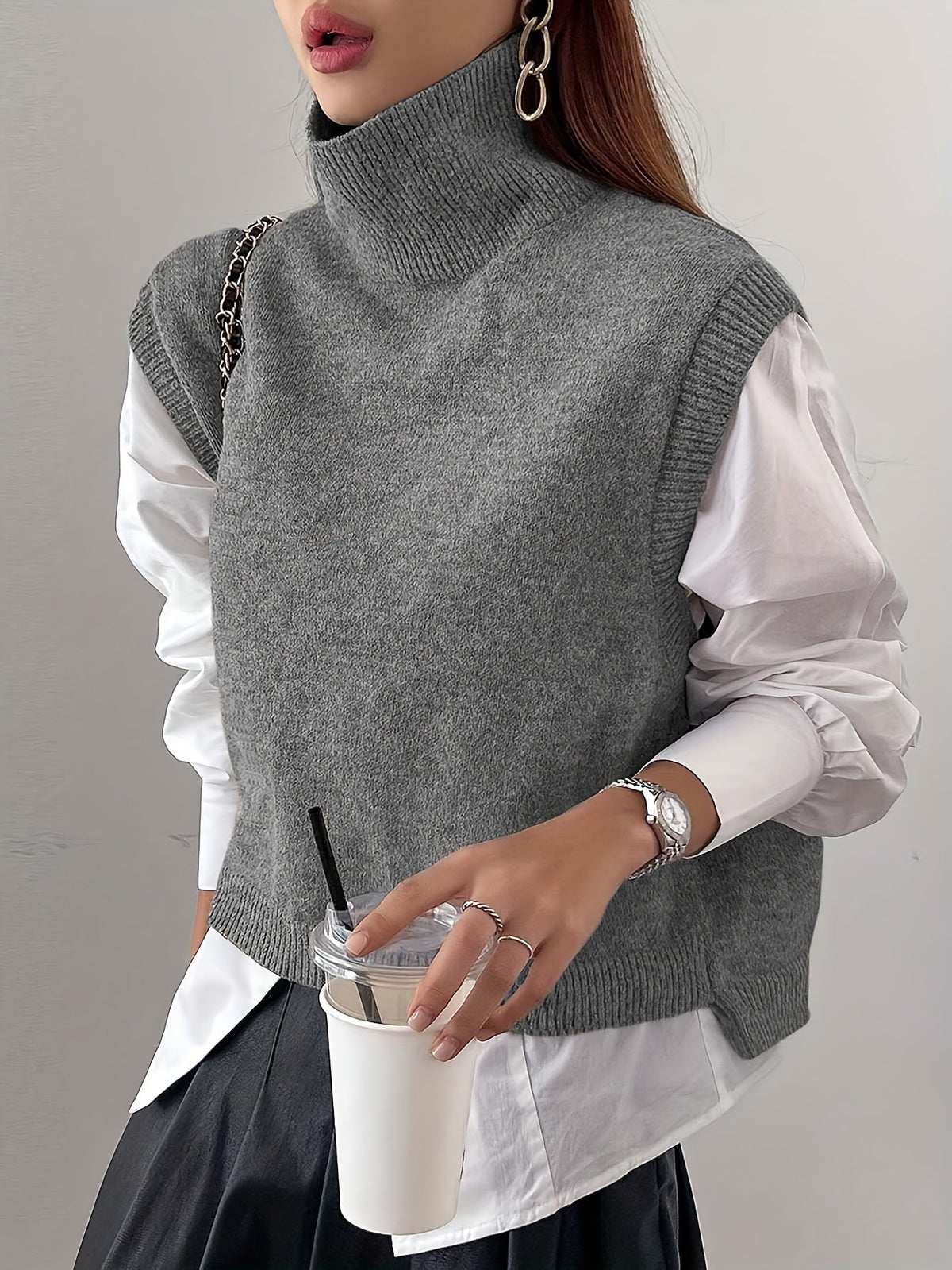 Hannah | Women's High-Neck Sleeveless Sweater Vest