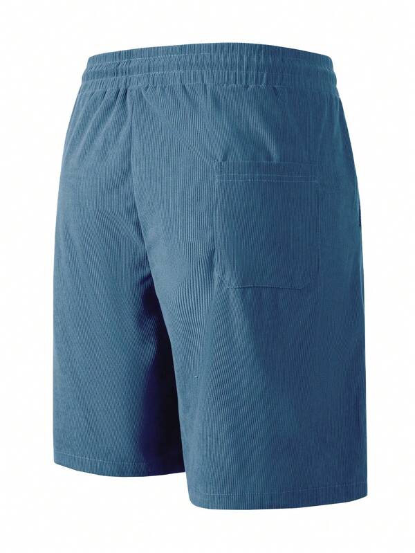 Men's Corduroy Shorts Ribbed Drawstring Waist Relaxed Fit Casual