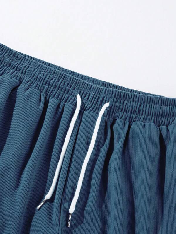 Men's Corduroy Shorts Ribbed Drawstring Waist Relaxed Fit Casual
