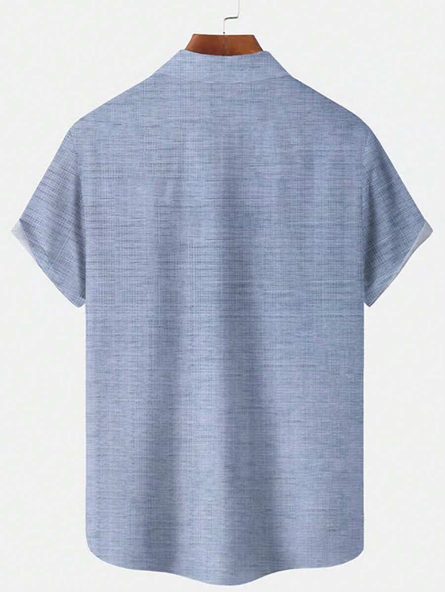 Caelum / Men’s Baby Blue Short Sleeve Shirt with Button Front