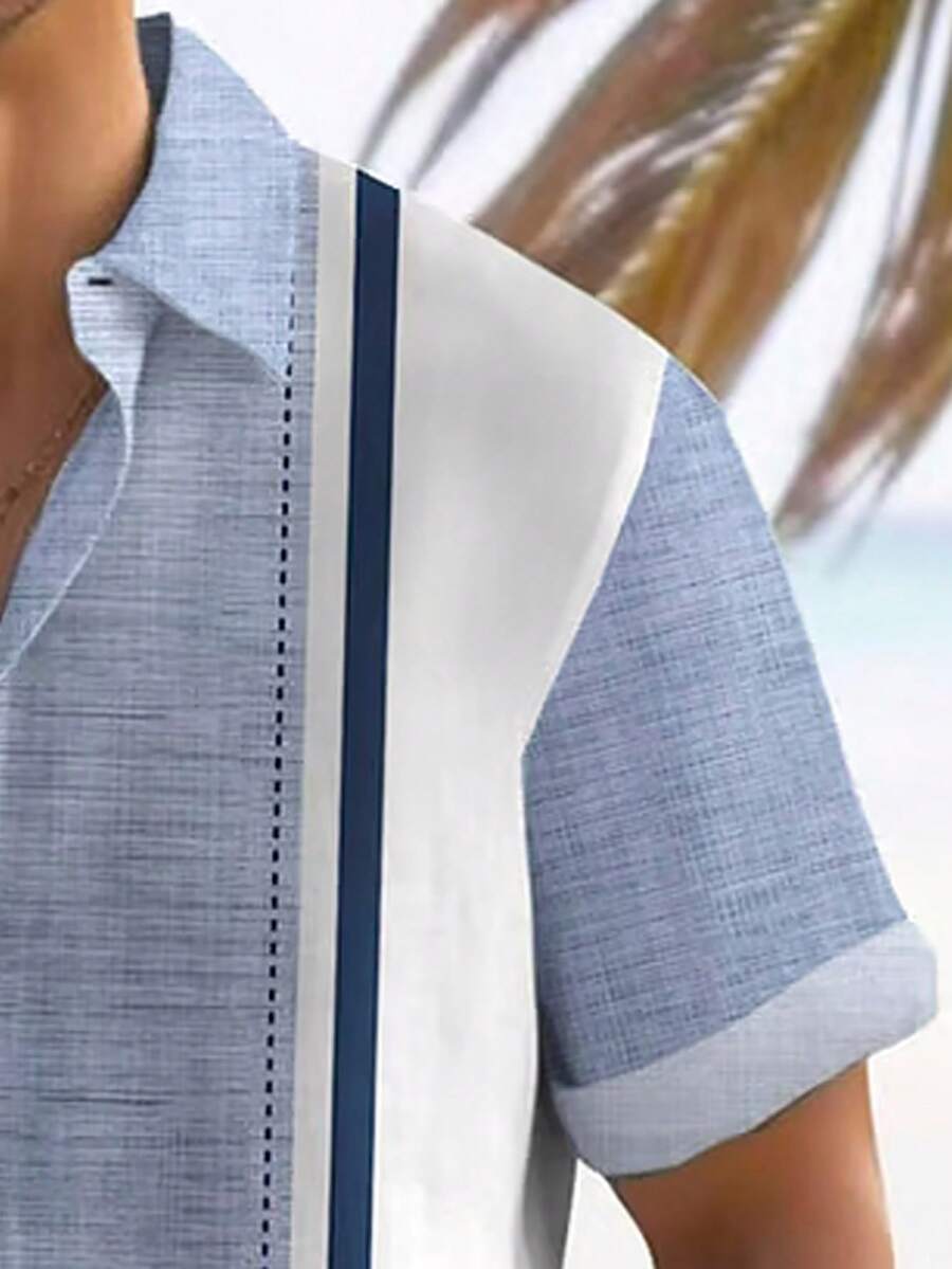 Caelum / Men’s Baby Blue Short Sleeve Shirt with Button Front