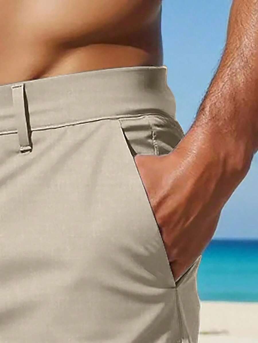 Torren / Men’s Khaki Casual Shorts with Drawstring Waist