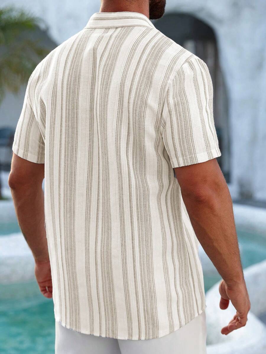 Brexton / Men’s Blue Short Sleeve Shirt with Roll-Up Sleeves