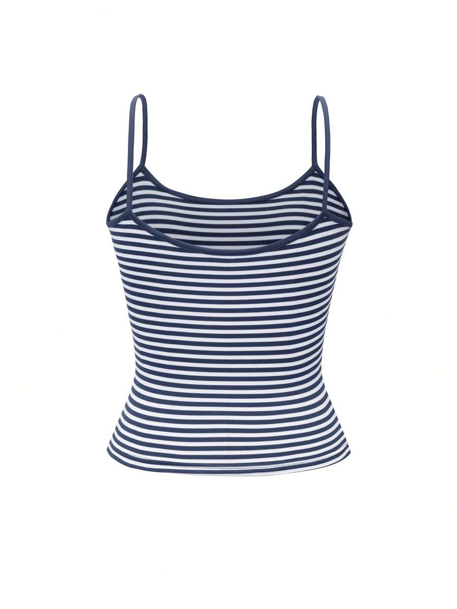 Harp / Women’s Striped Knit Cami Top with Spaghetti Straps
