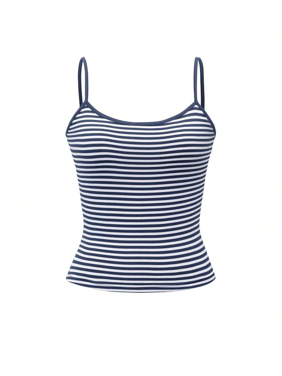 Harp / Women’s Striped Knit Cami Top with Spaghetti Straps