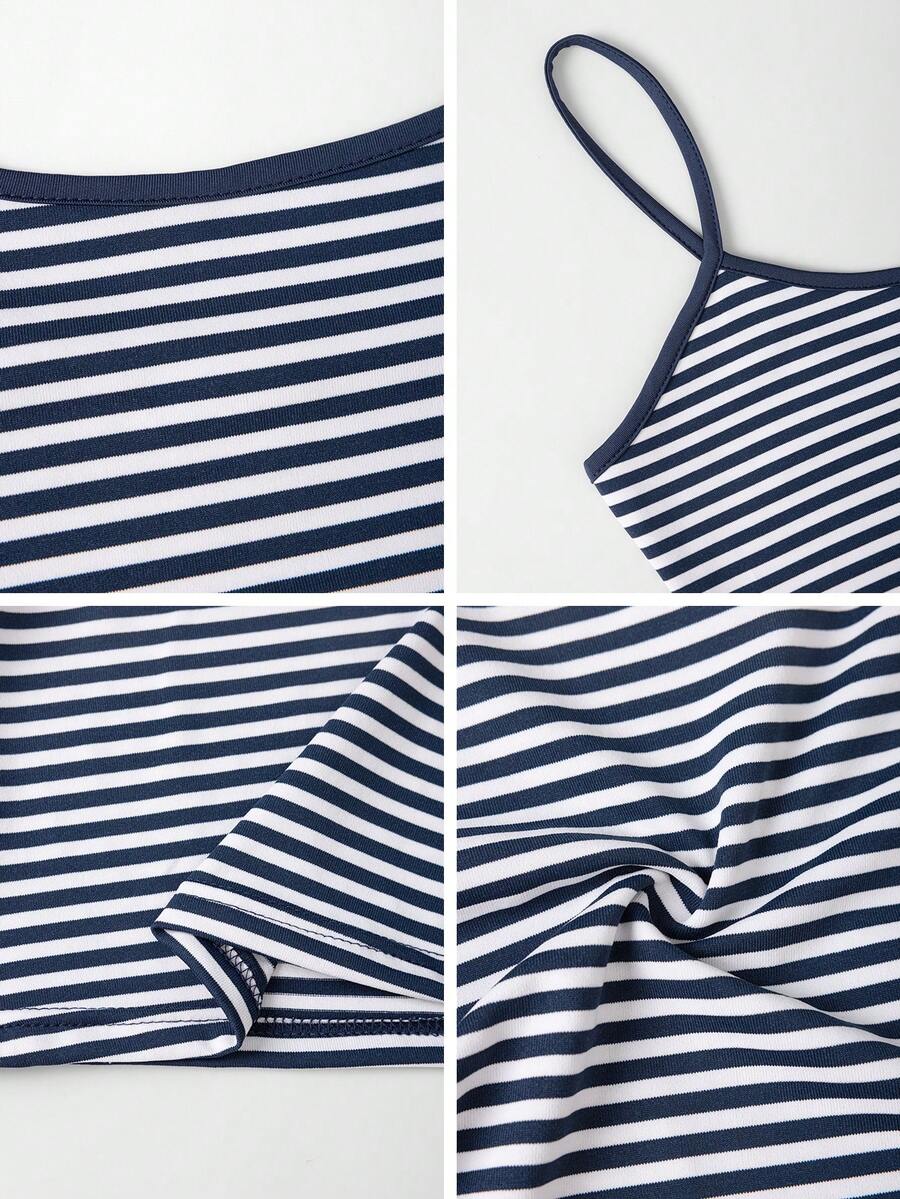 Harp / Women’s Striped Knit Cami Top with Spaghetti Straps