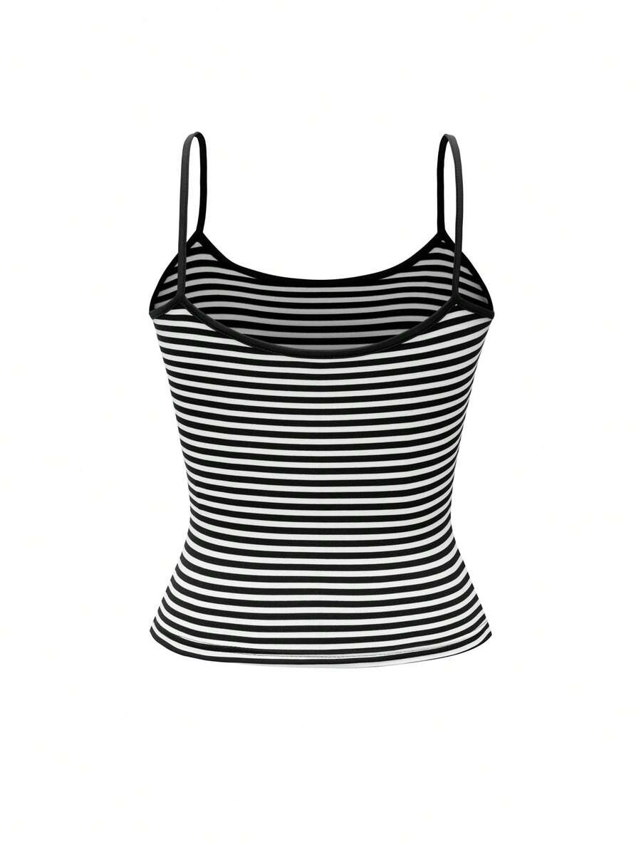 Harp / Women’s Striped Knit Cami Top with Spaghetti Straps