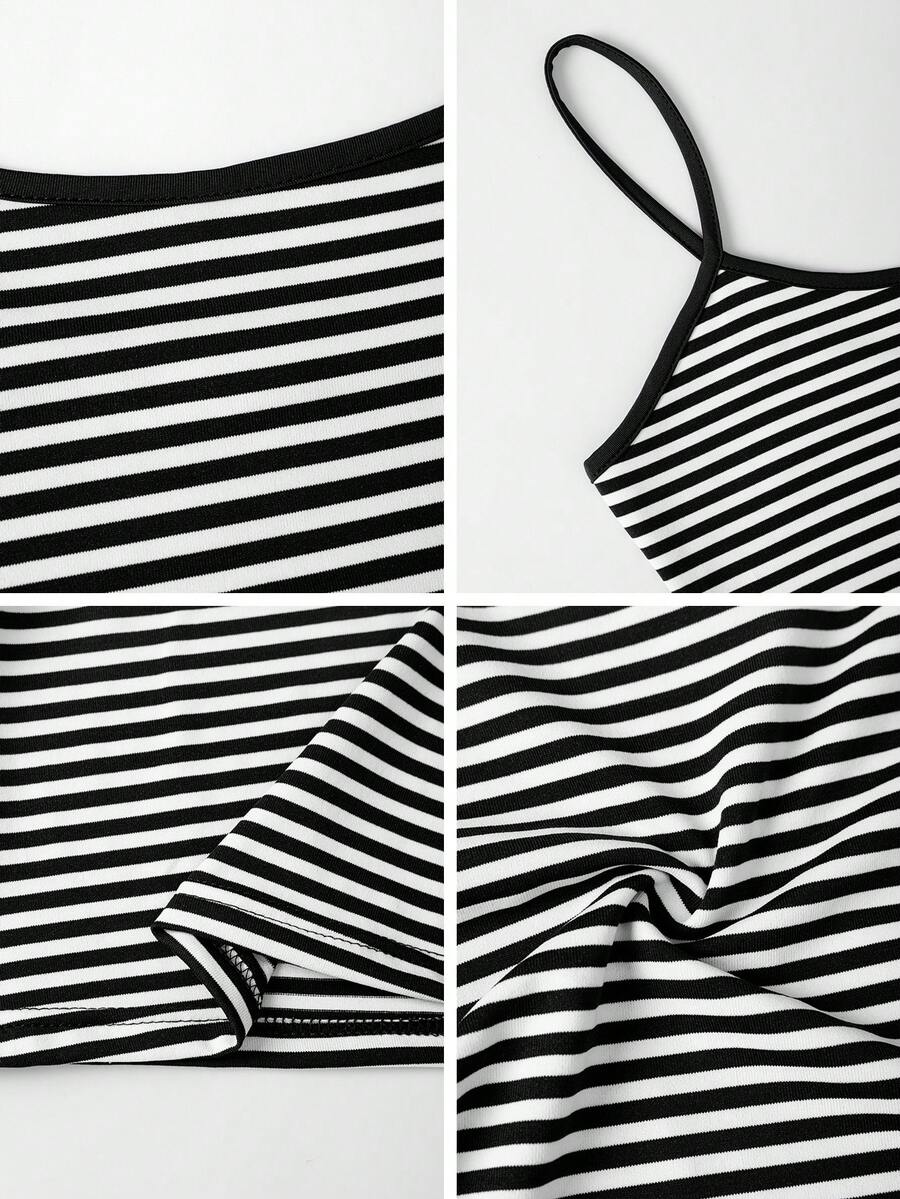 Harp / Women’s Striped Knit Cami Top with Spaghetti Straps