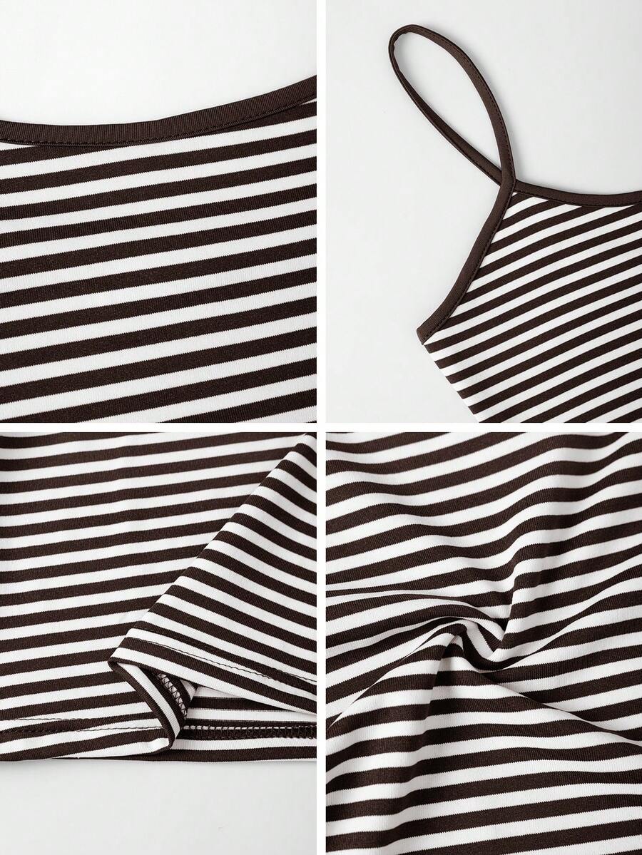 Harp / Women’s Striped Knit Cami Top with Spaghetti Straps