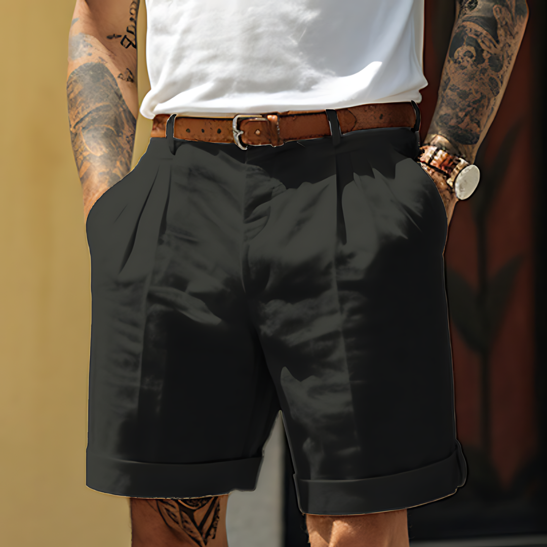 Bondi / Men’s Tailored Shorts with Pleated Front and Rolled Hem