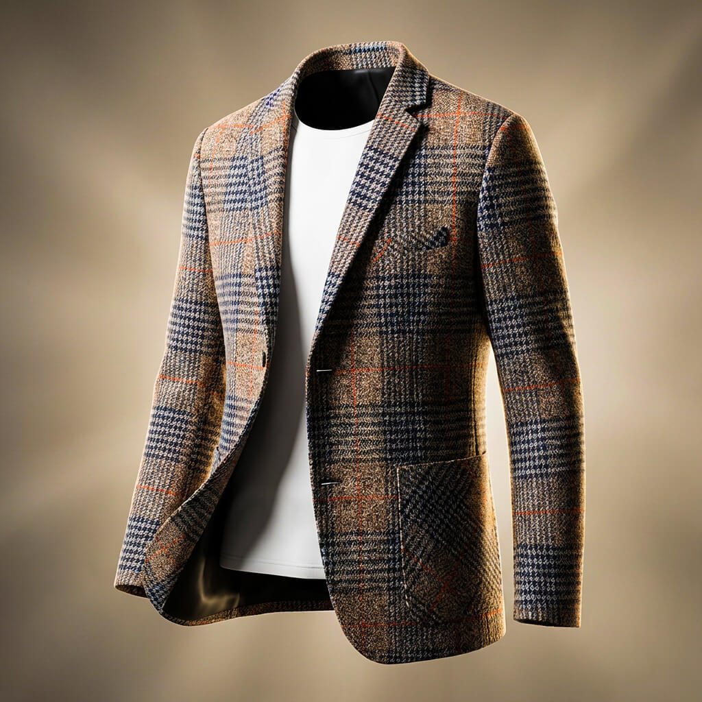 Hollis | Men's Check Blazer with Houndstooth Pattern and Notch Lapels