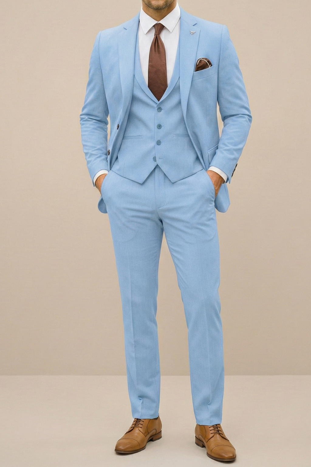 Men's Three Piece Suit Woven Fabric Notch Lapel Slim Fit Wedding