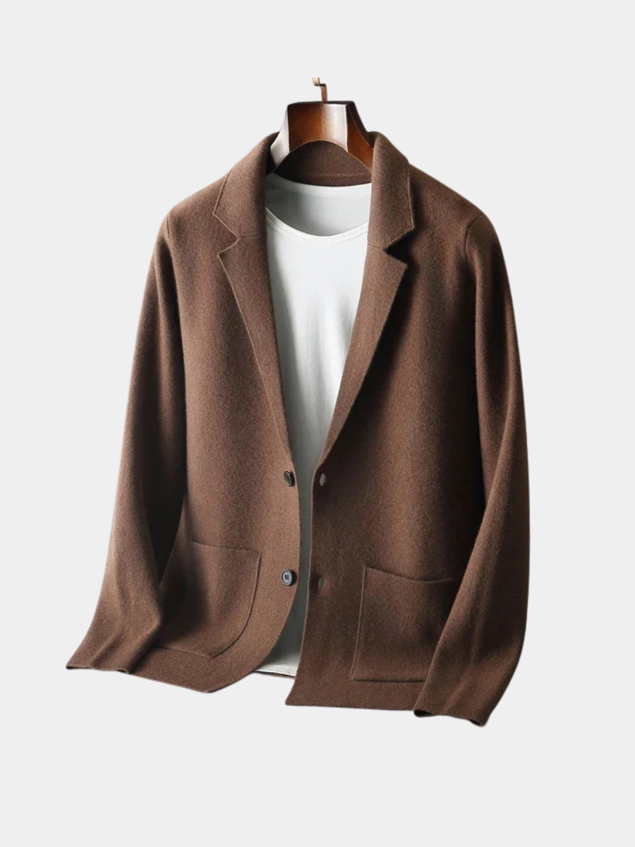 Duxy / Men’s Cashmere Knit Cardigan with Notch Lapel and Button Front