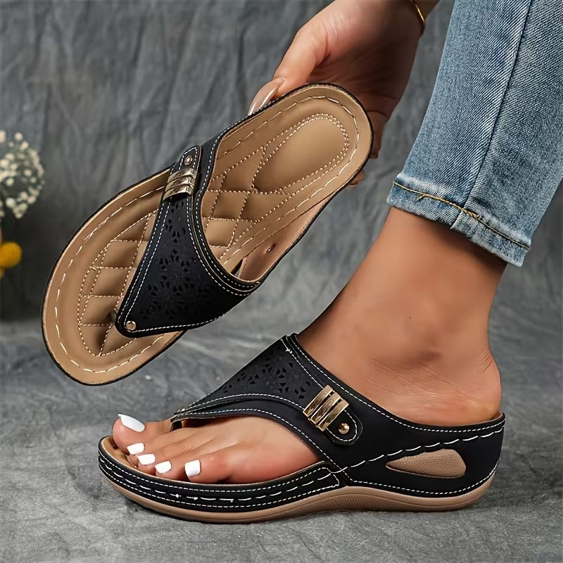 Arch Support Wedge Sandals Women Cushioned Sole Slip On Posture Enhancing