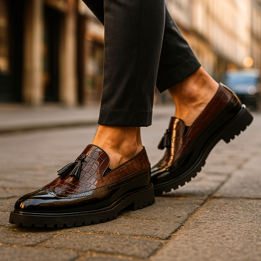 Orson | Men's Croc-Embossed Tassel Slip-On Loafers – product image 5