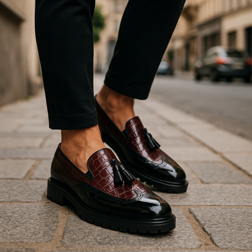Orson | Men's Croc-Embossed Tassel Slip-On Loafers – product image 4