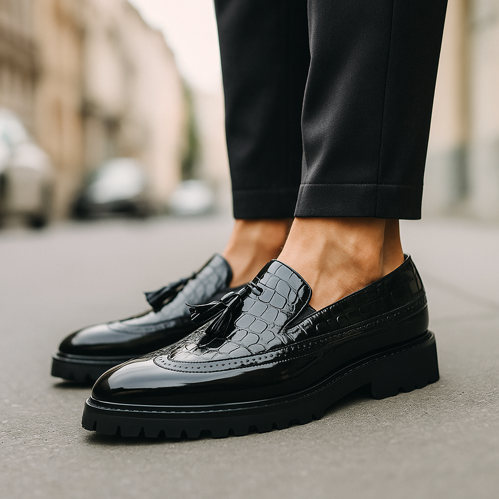 Orson | Men's Croc-Embossed Tassel Slip-On Loafers – product image 6