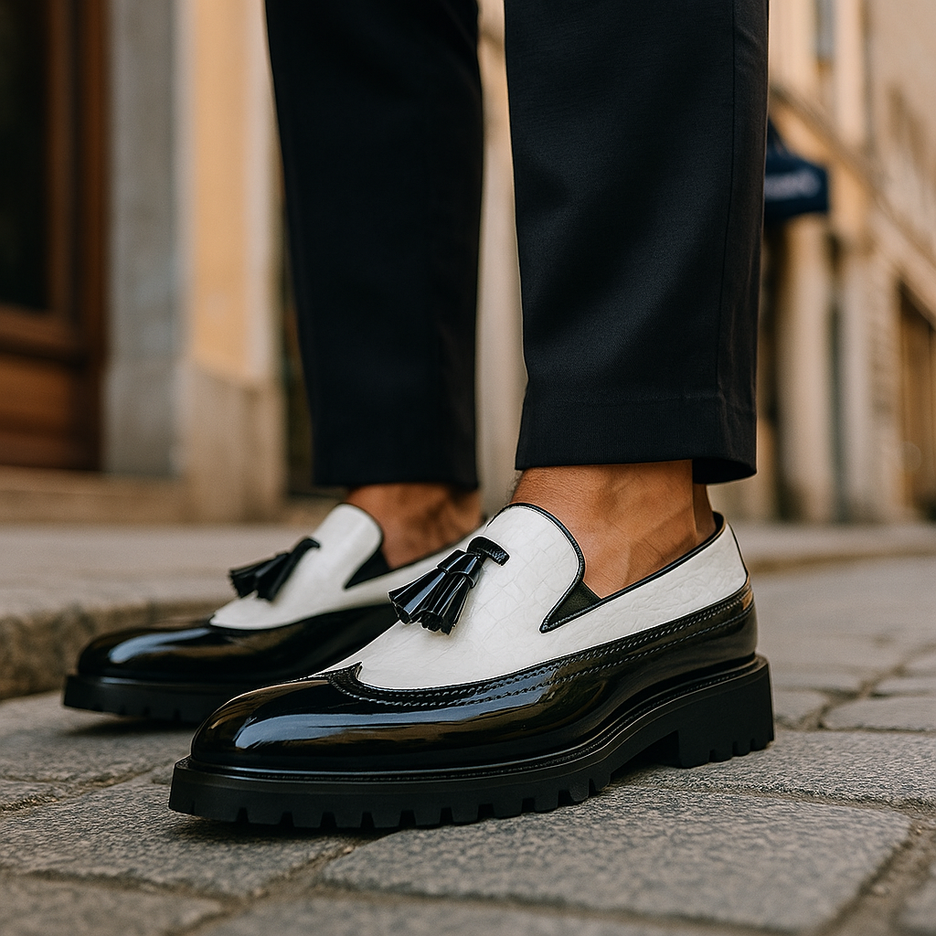 Orson | Men's Croc-Embossed Tassel Slip-On Loafers – product image 7
