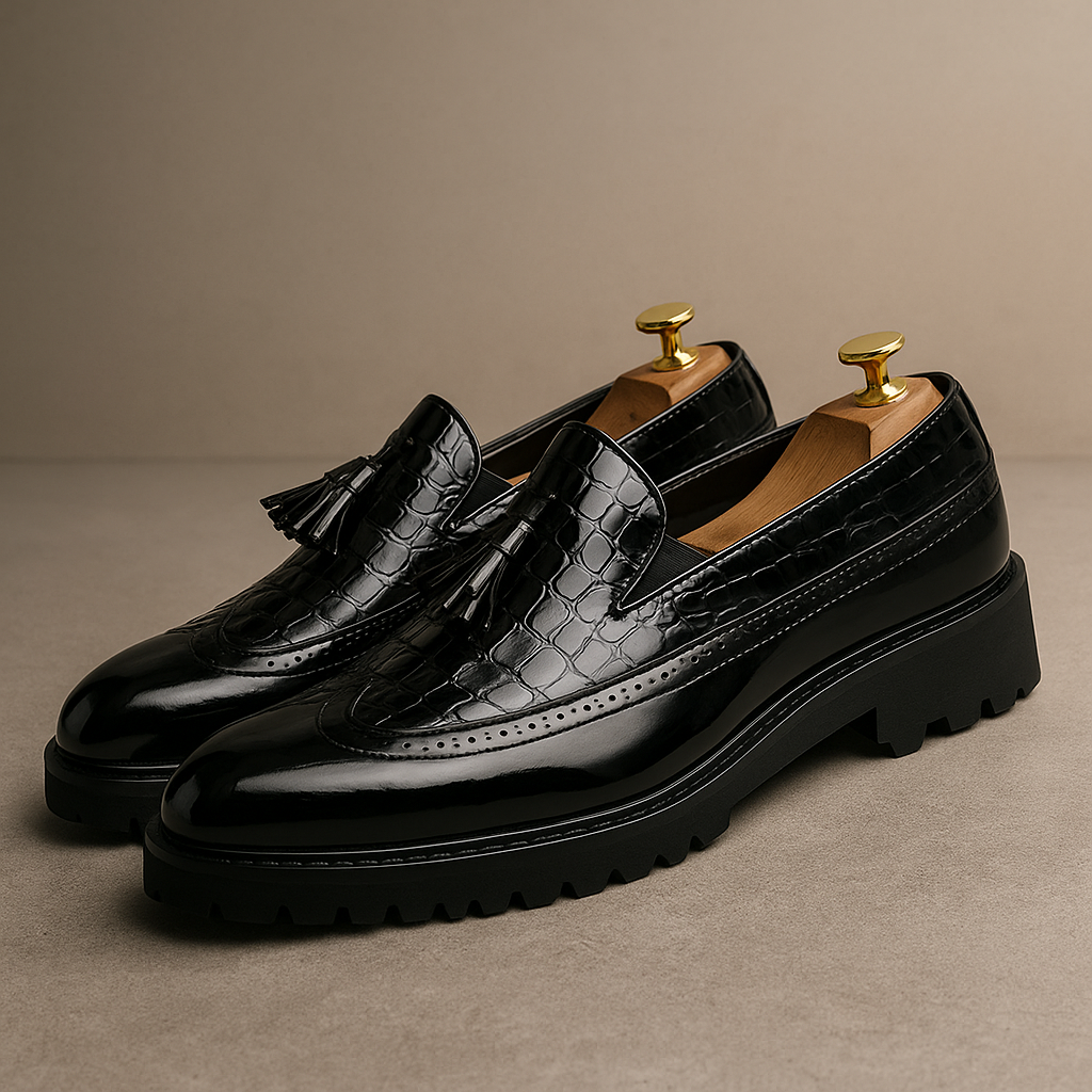Orson | Men's Croc-Embossed Tassel Slip-On Loafers – product image 2