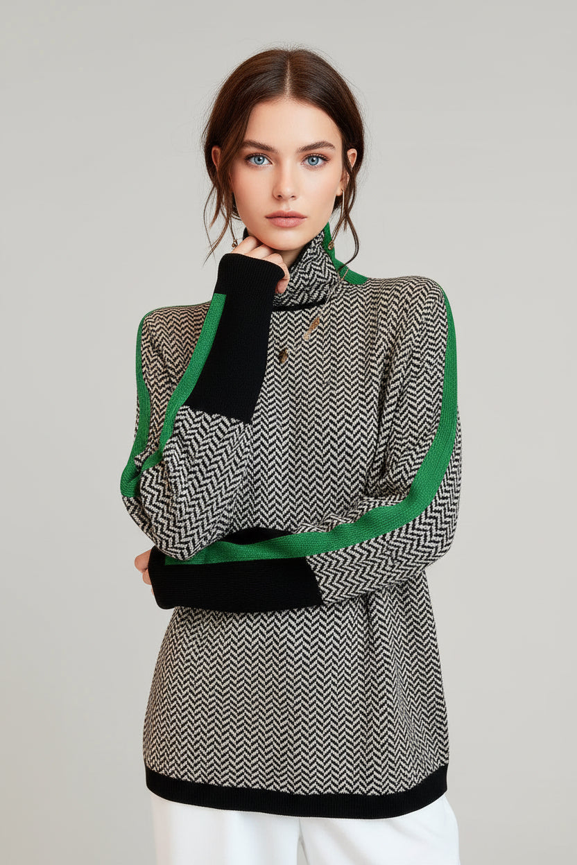 Aura / Women’s High-Neck Striped Pullover