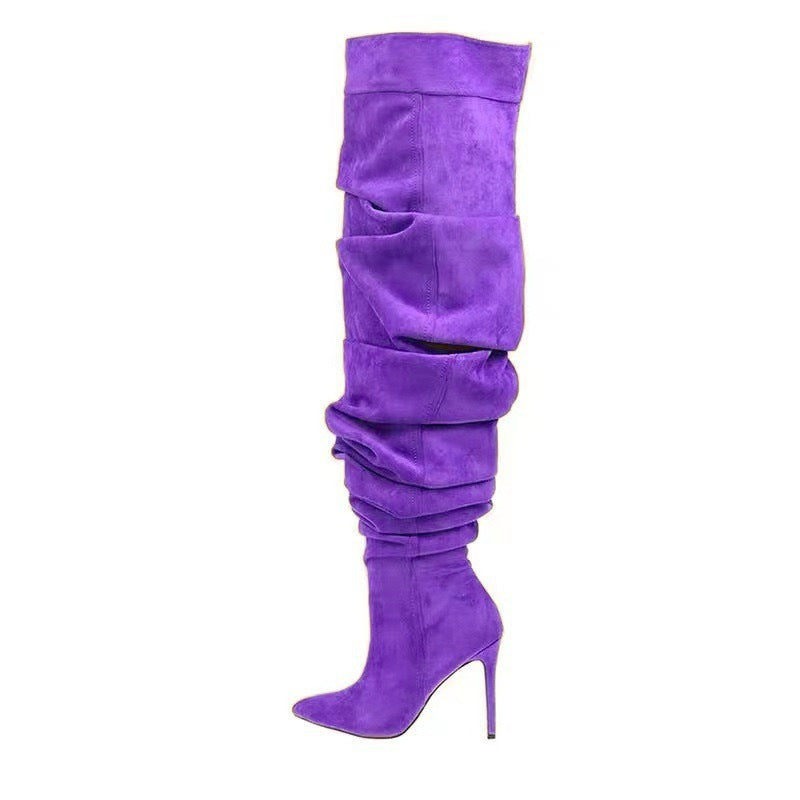 Knee-High Boots in Denim